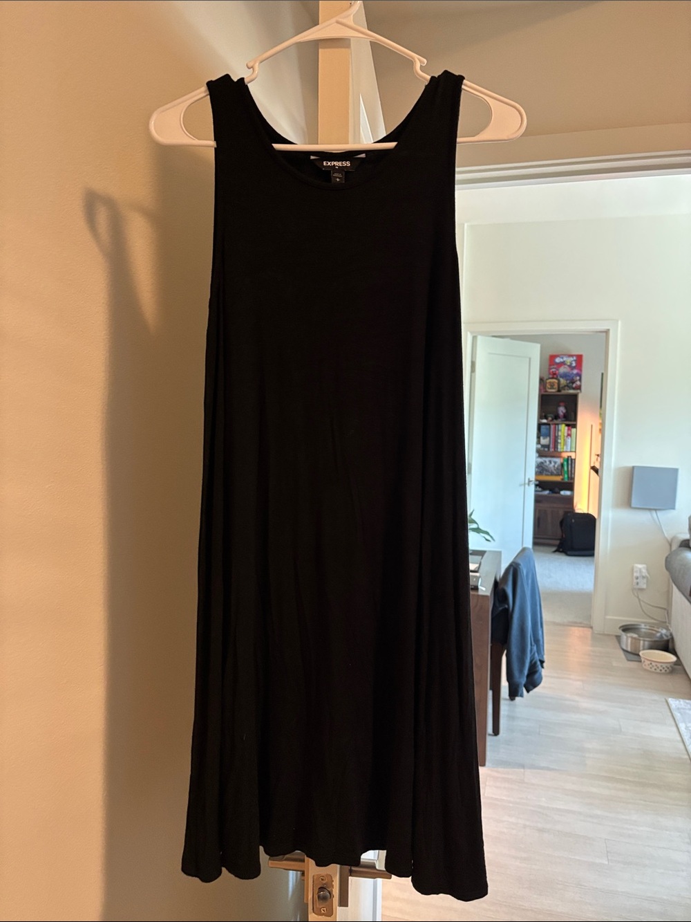Express Black Sleeveless Midi Swing Dress